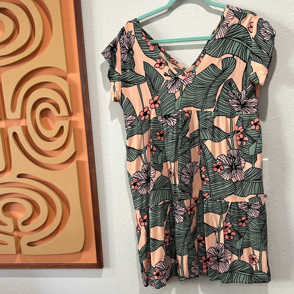 Manini of Rarotonga Floral Leaf Print Dress
